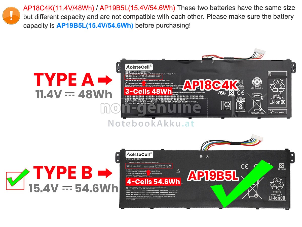 Akku für Acer Chromebook 314 CB314-1H-P0S6