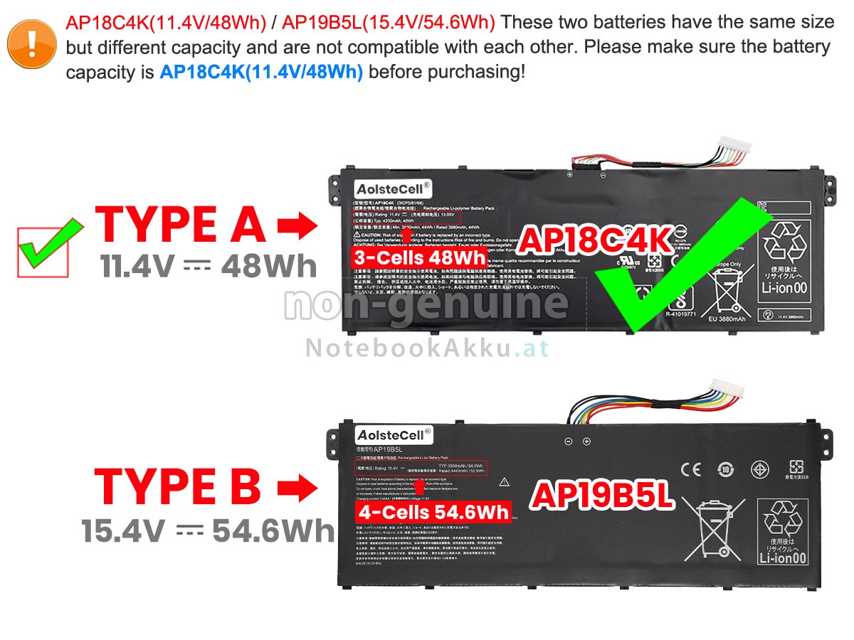 Akku für Acer Chromebook 314 CB314-1H-P0S6