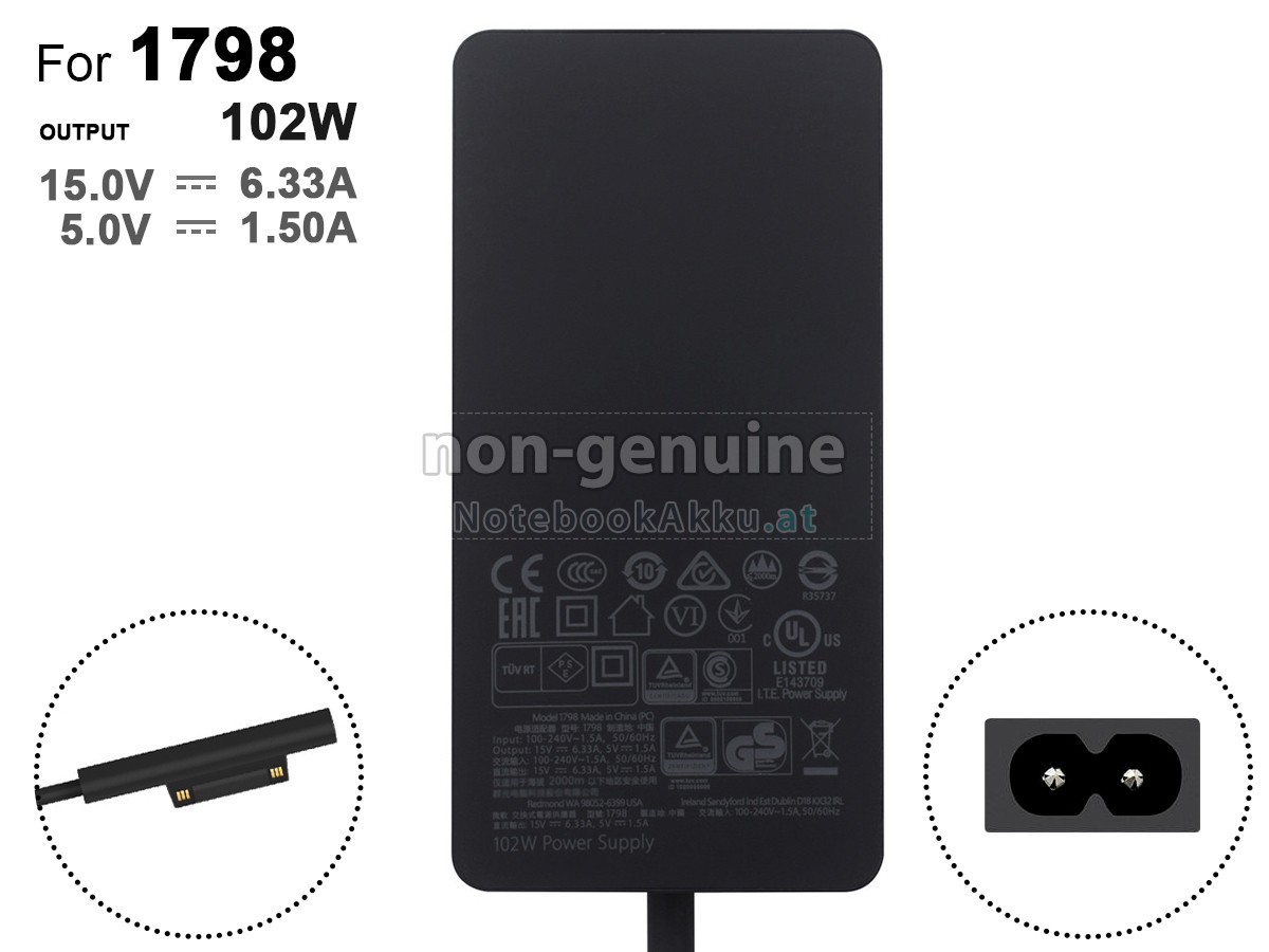 Adapter für Microsoft 15V 6.33A 102W