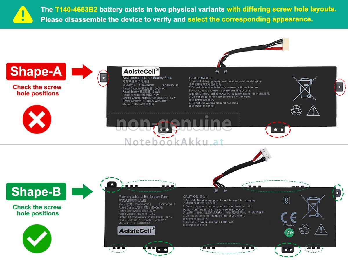 Akku für AolsteCell T140-4663B2