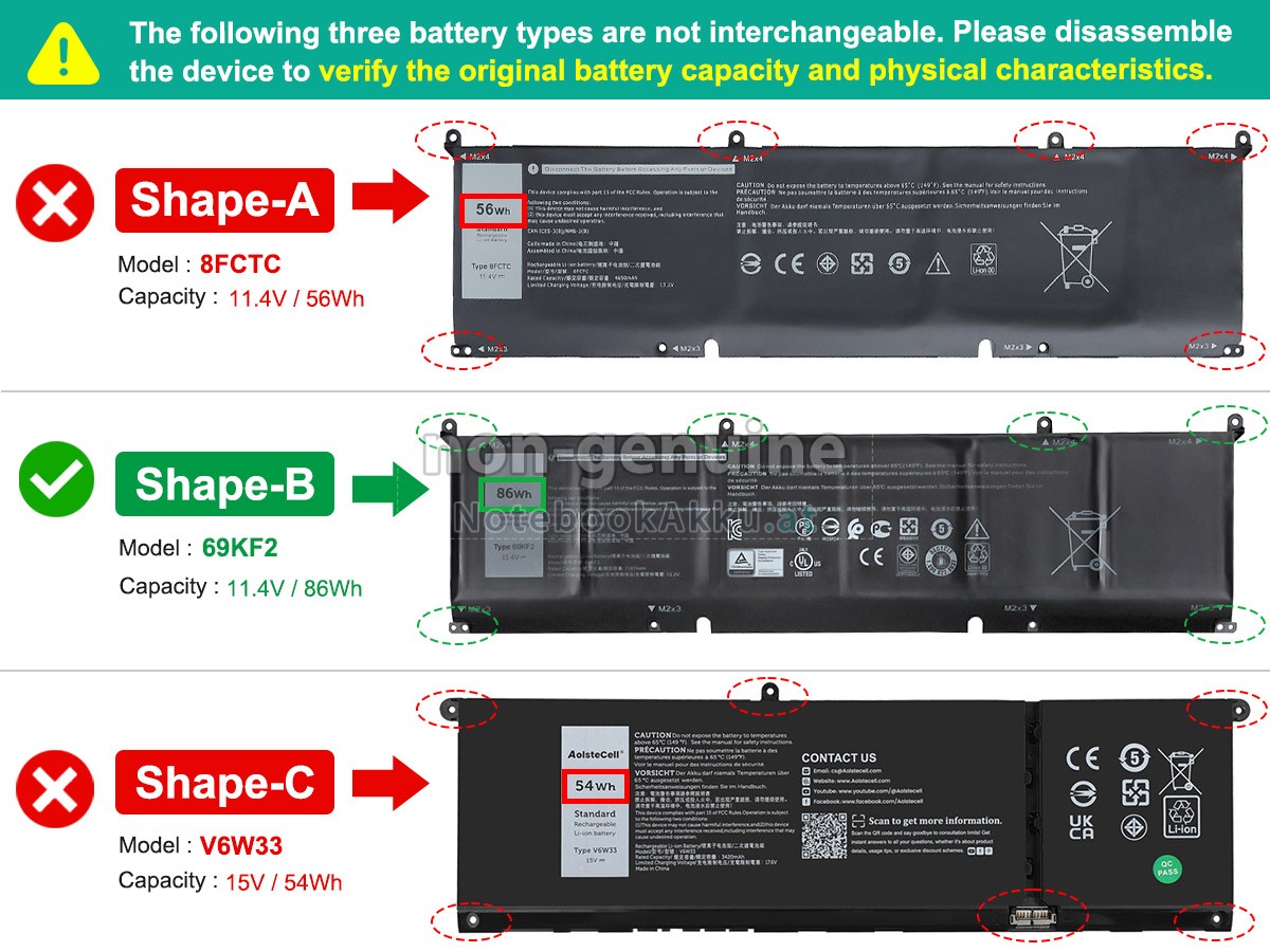 Akku für Dell P106F
