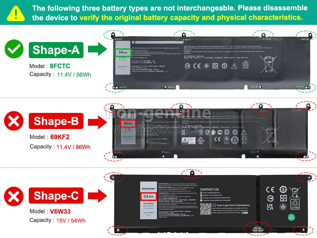 Akku für Dell P106F