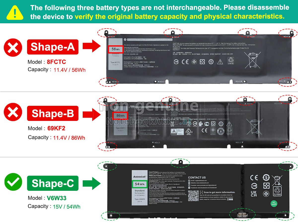 Akku für Dell P106F